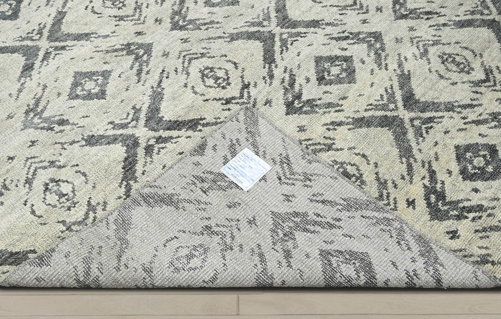 Multi Size Tone On Tone Gray Color Hand Knotted Indo Oushak Wool Modern & Contemporary Oriental Rug