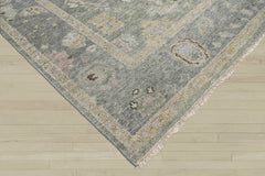 Multi Size Moss Slate Light Gold Color Hand Knotted Oushak Wool Traditional Oriental Rug