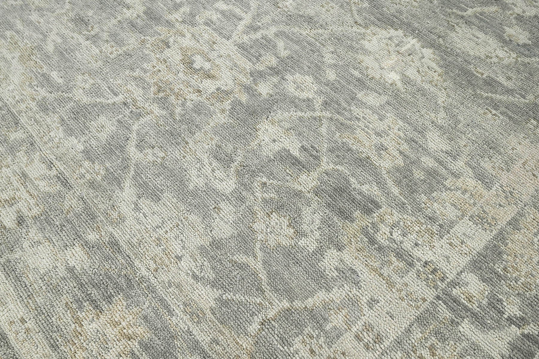 Multi Size Gray Beige Color Hand Knotted Indo Oushak Wool Traditional Oriental Rug