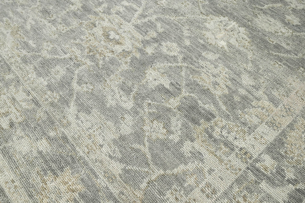 Multi Size Gray Beige Color Hand Knotted Indo Oushak Wool Traditional Oriental Rug