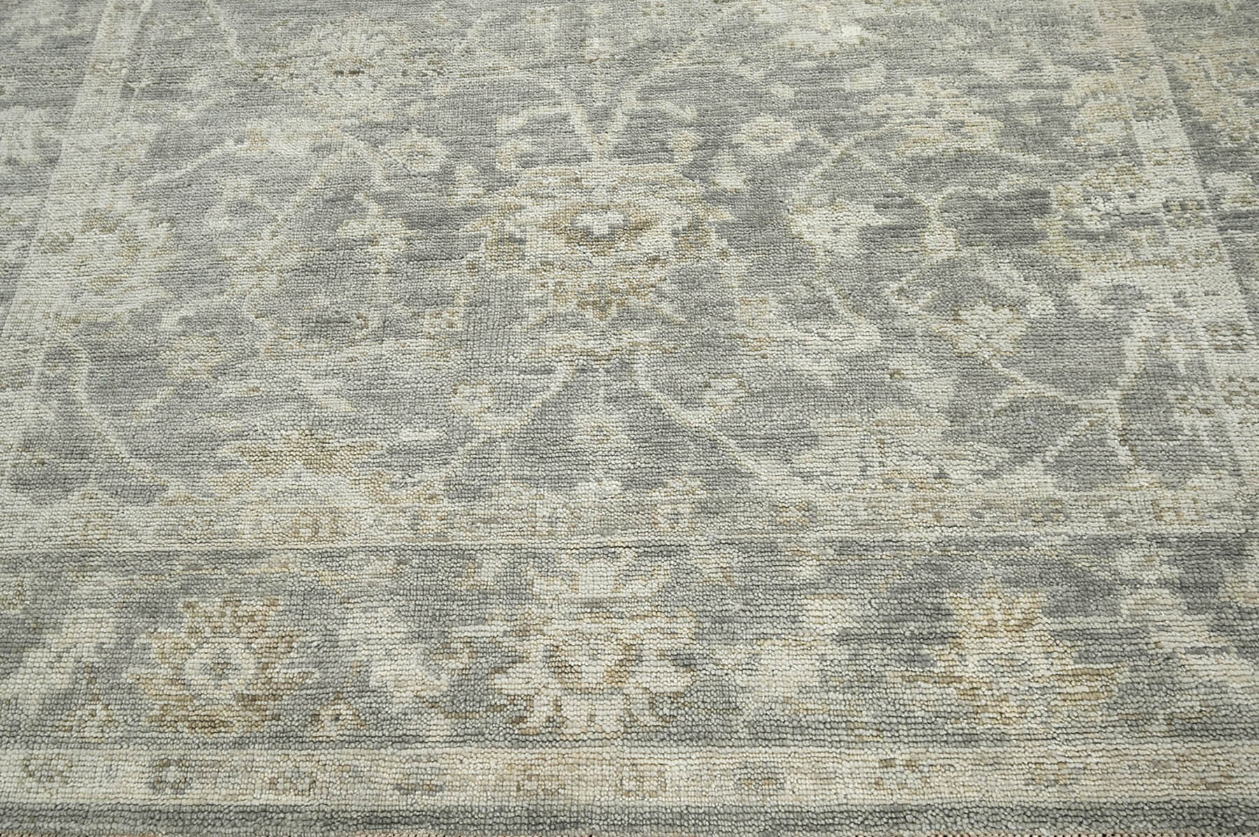 Multi Size Gray Beige Color Hand Knotted Indo Oushak Wool Traditional Oriental Rug
