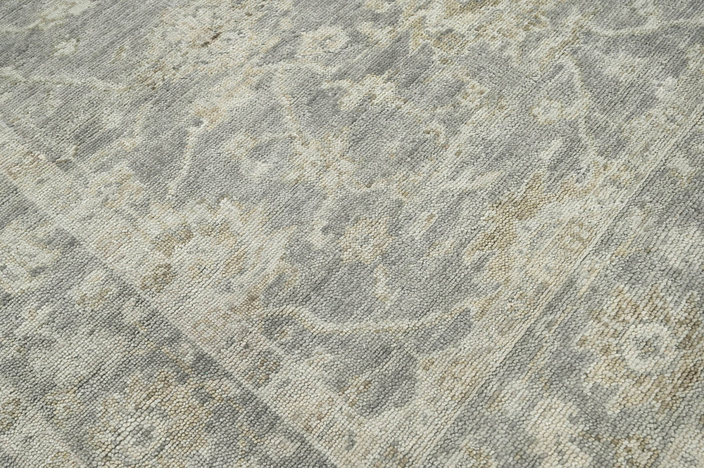 Multi Size Gray Beige Color Hand Knotted Indo Oushak Wool Traditional Oriental Rug