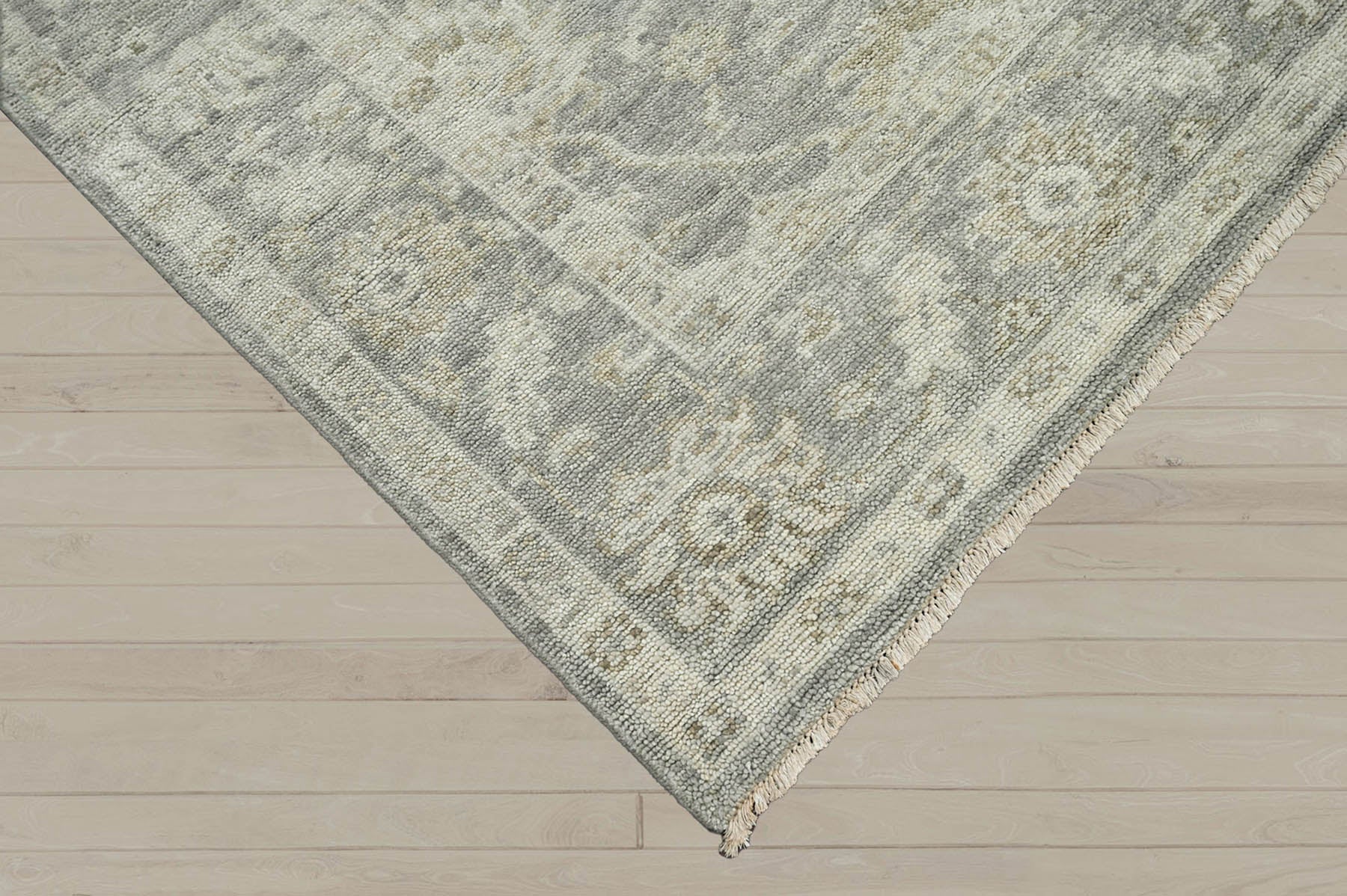Multi Size Gray Beige Color Hand Knotted Indo Oushak Wool Traditional Oriental Rug