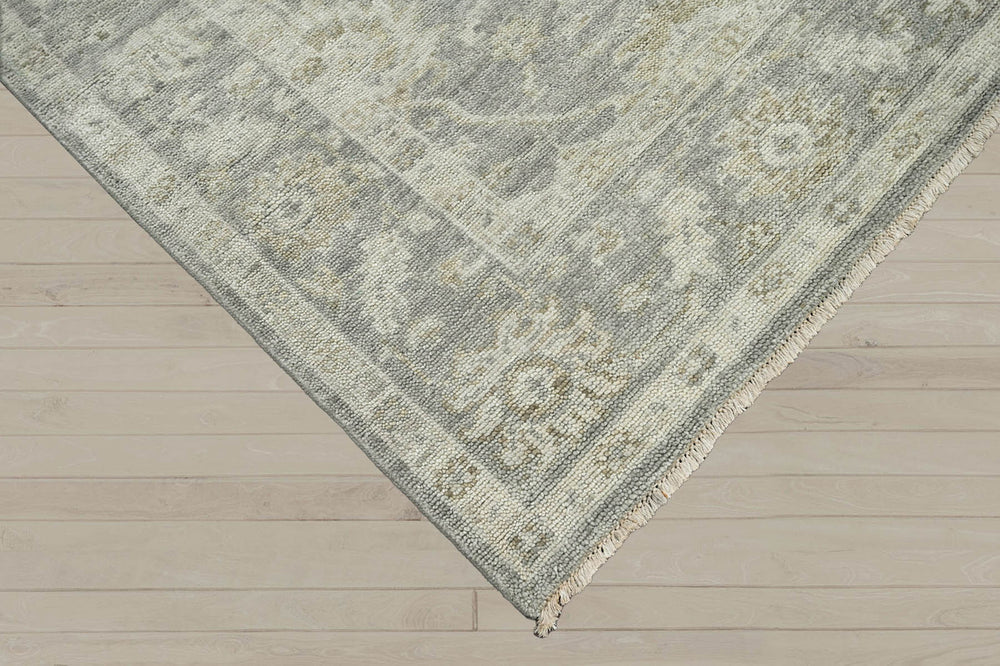 Multi Size Gray Beige Color Hand Knotted Indo Oushak Wool Traditional Oriental Rug