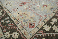 Multi Size Moss Graphite Peach Color Hand Knotted Oushak Wool Traditional Oriental Rug