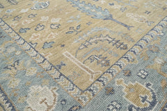 Multi Size Warm Beige Aqua Ivory Color Hand Knotted Oushak Wool Traditional Oriental Rug