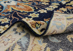 Multi Size Navy Mint Ivory Color Hand Knotted Oushak Wool  Oriental Rug