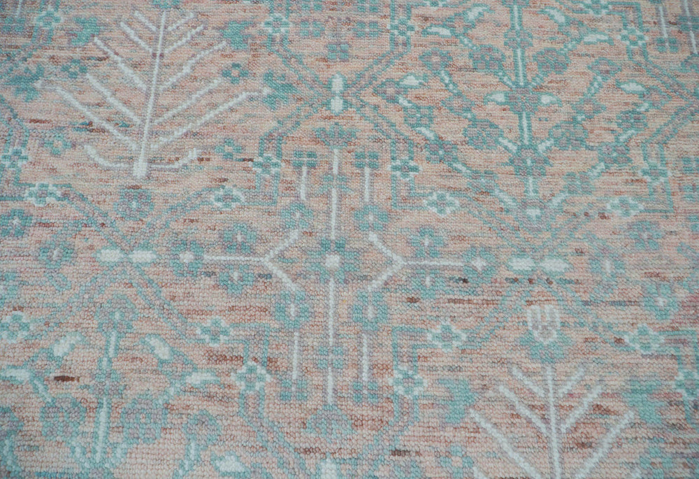 10x14 Blush, Aqua, Ivory Color Hand Knotted  100% Wool Transitional Oriental Rug