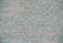 10x14 Blush, Aqua, Ivory Color Hand Knotted  100% Wool Transitional Oriental Rug