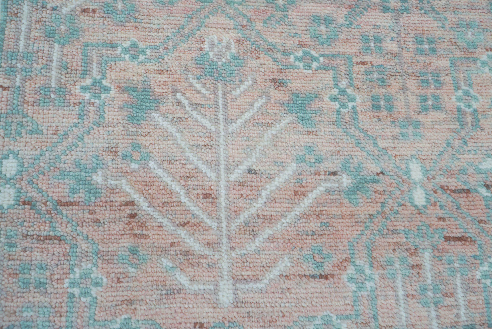 10x14 Blush, Aqua, Ivory Color Hand Knotted  100% Wool Transitional Oriental Rug