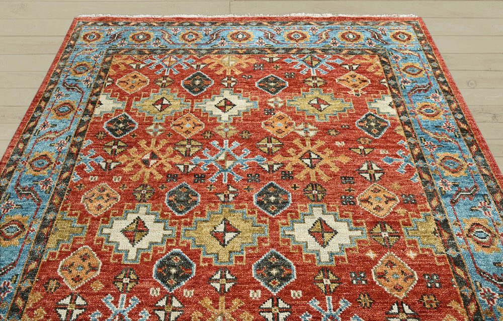 Multi Size Coral Blue Ivory Color Hand Knotted Oushak Wool  Oriental Rug