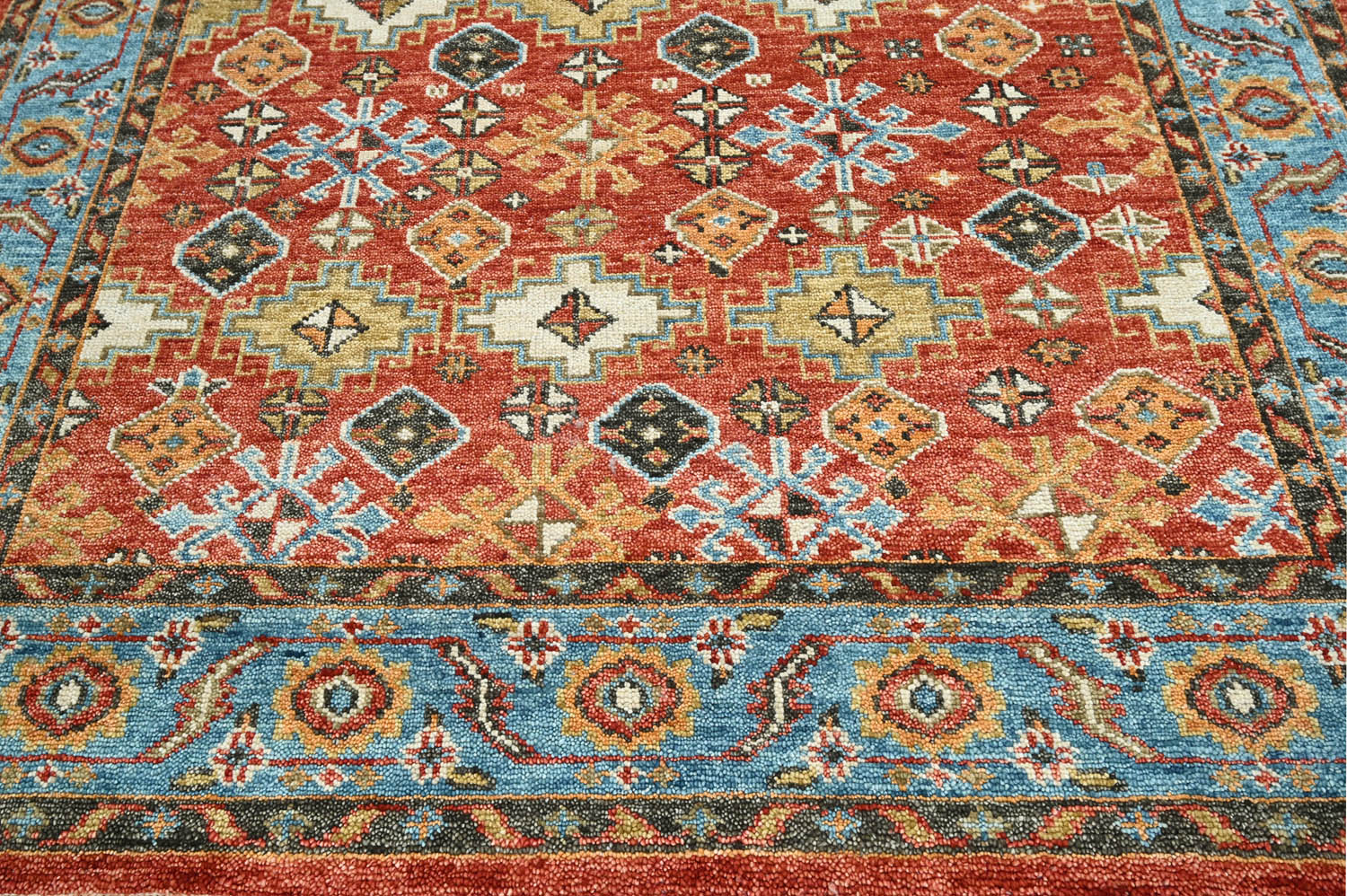 Multi Size Coral Blue Ivory Color Hand Knotted Oushak Wool  Oriental Rug