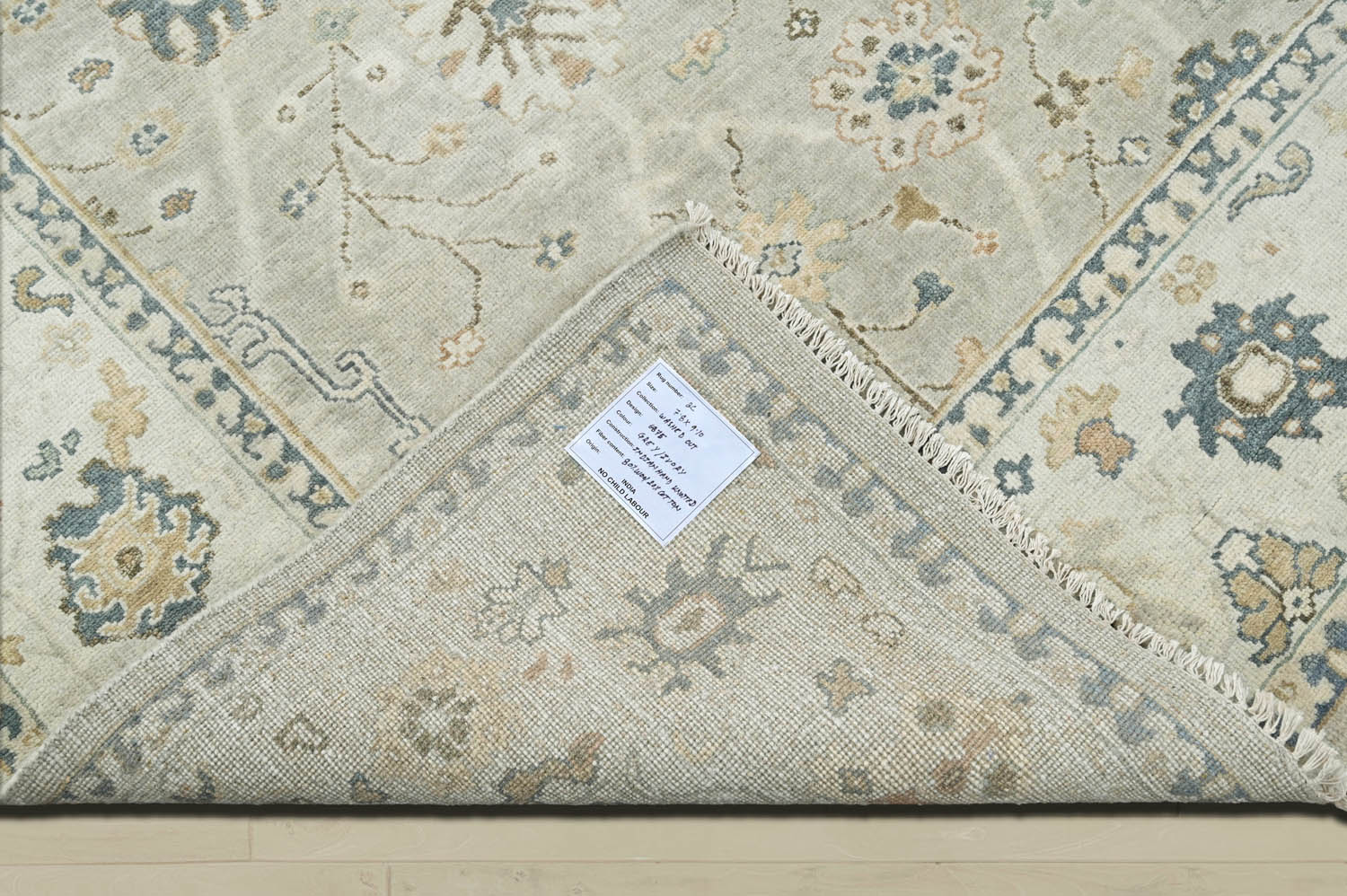Multi Size Gray Beige Blue Color Hand Knotted Oushak Wool Traditional Oriental Rug