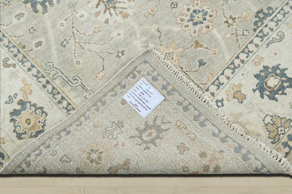 Multi Size Gray Beige Blue Color Hand Knotted Oushak Wool Traditional Oriental Rug