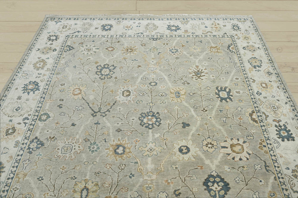 Multi Size Gray Beige Blue Color Hand Knotted Oushak Wool Traditional Oriental Rug