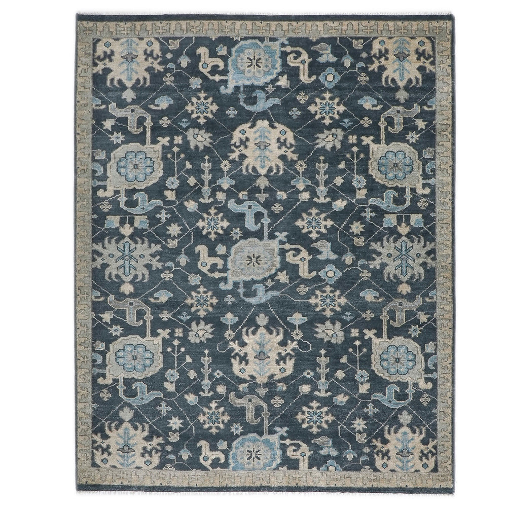 8x10 Slate, Gray, Beige Color Hand Knotted Oushak Wool  Oriental Rug