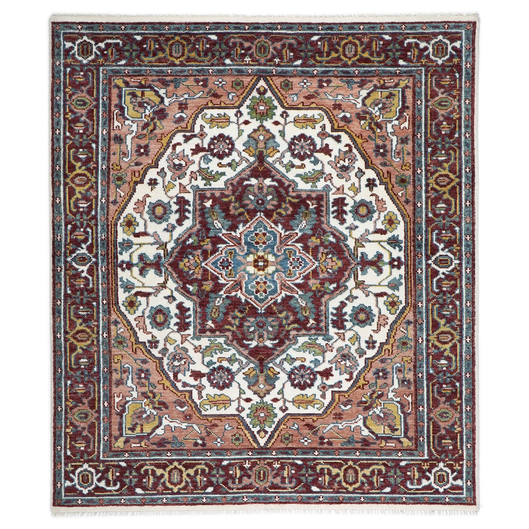 8x10 Gray
, Beige
, Teal
 Color Hand Knotted Oushak Wool Traditional Oriental Rug