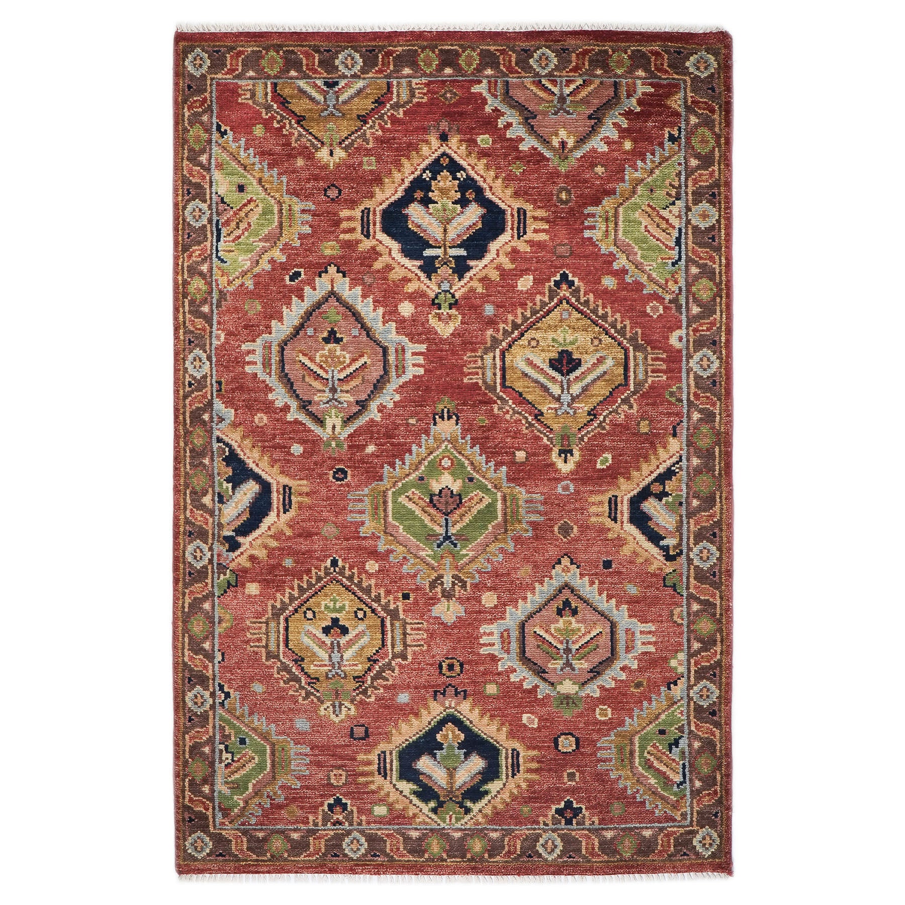 5x8 Rose, Gold, Lime Color Hand Knotted Oushak Wool  Oriental Rug
