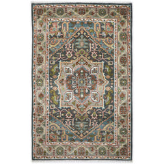 5x8 Gray, Aqua, Slate Color Hand Knotted Oushak Wool Traditional Oriental Rug