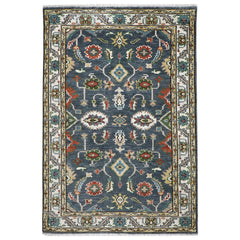 5x8 Slate, Ivory, Burnt Orange Go Color Hand Knotted Oushak Wool  Oriental Rug