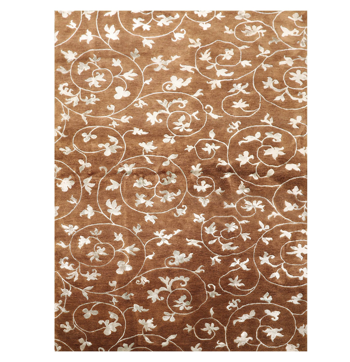 6x9 Brown, Aqua, Color Hand Knotted  100% Wool Transitional Oriental Rug