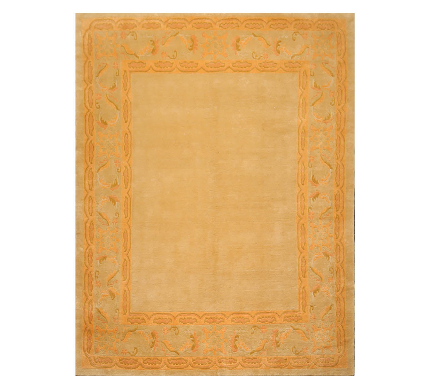9x12 Beige, Peach, Gold Color Hand Knotted  100% Wool Traditional Oriental Rug