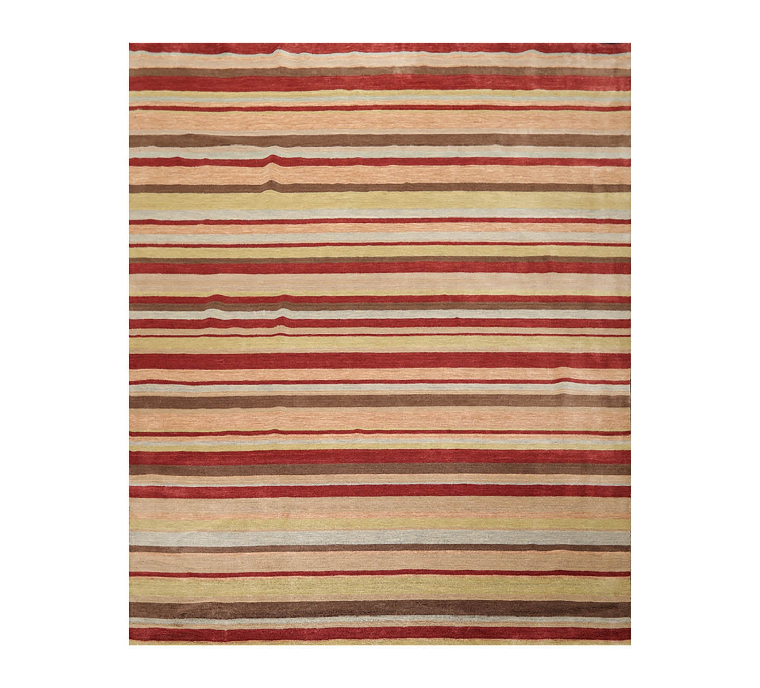 8x10 Rust, Tan, Lime Color Hand Knotted  100% Wool Modern Oriental Rug