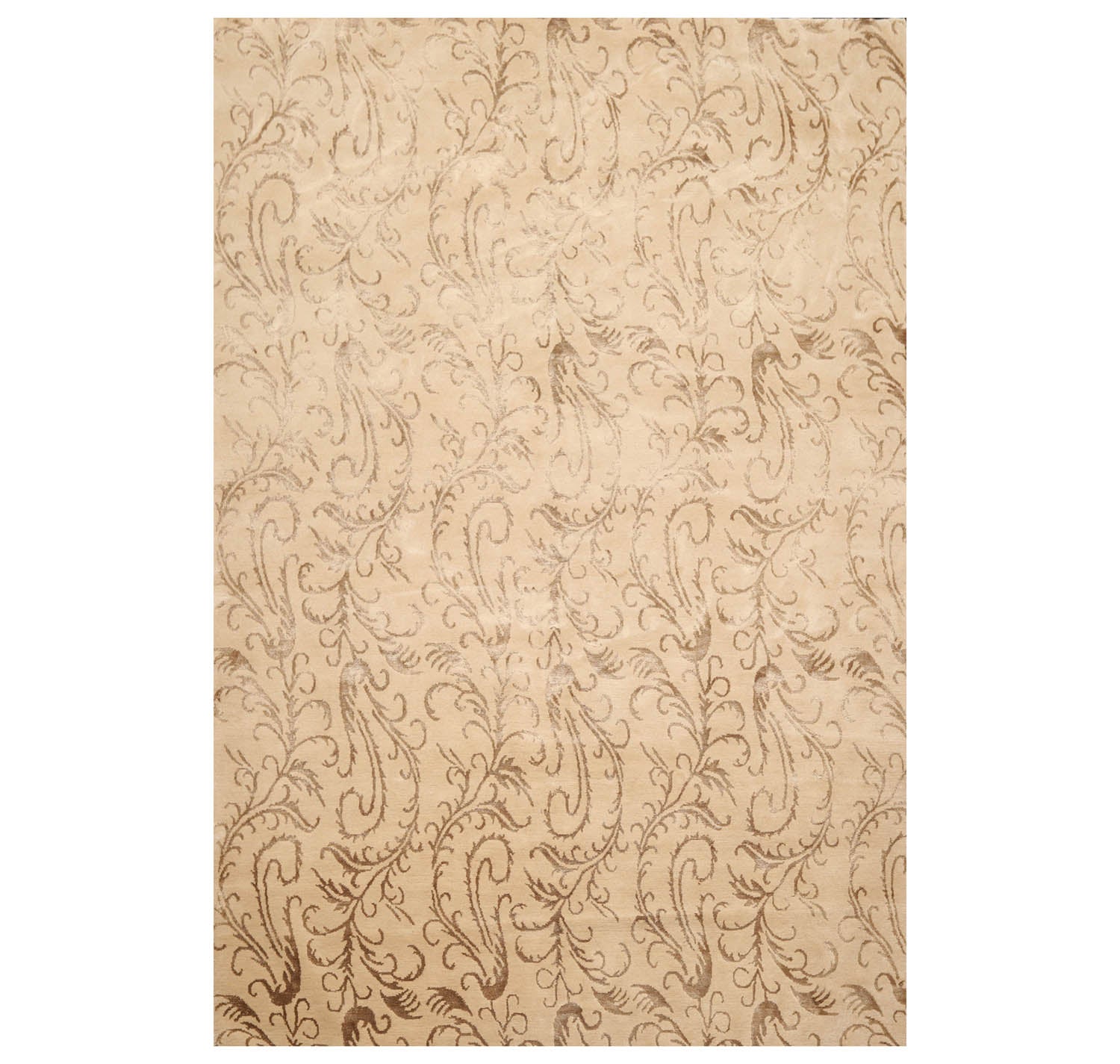 6x9 Beige, Brown, Color Hand Knotted  100% Wool Transitional Oriental Rug
