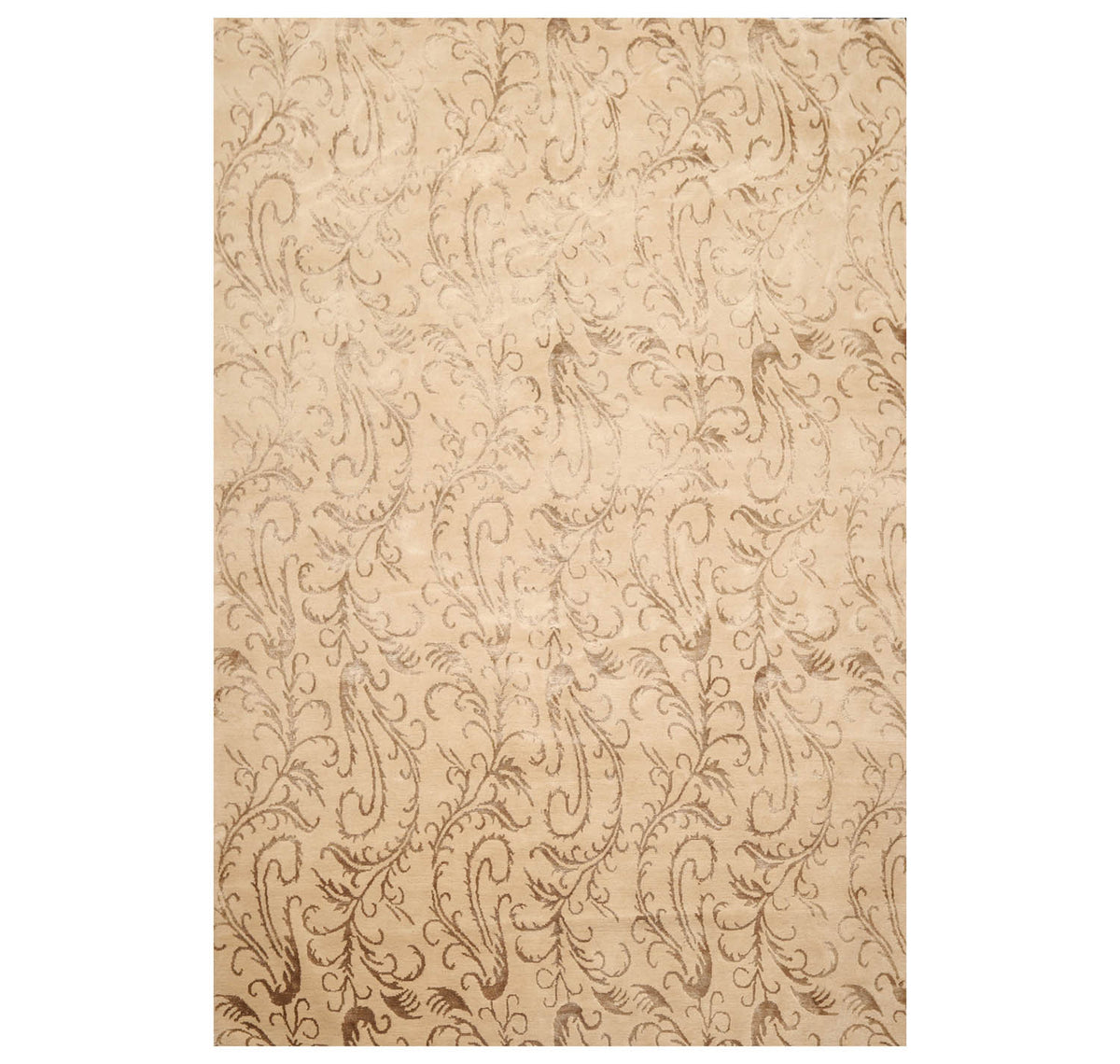 6x9 Beige, Brown, Color Hand Knotted  100% Wool Transitional Oriental Rug