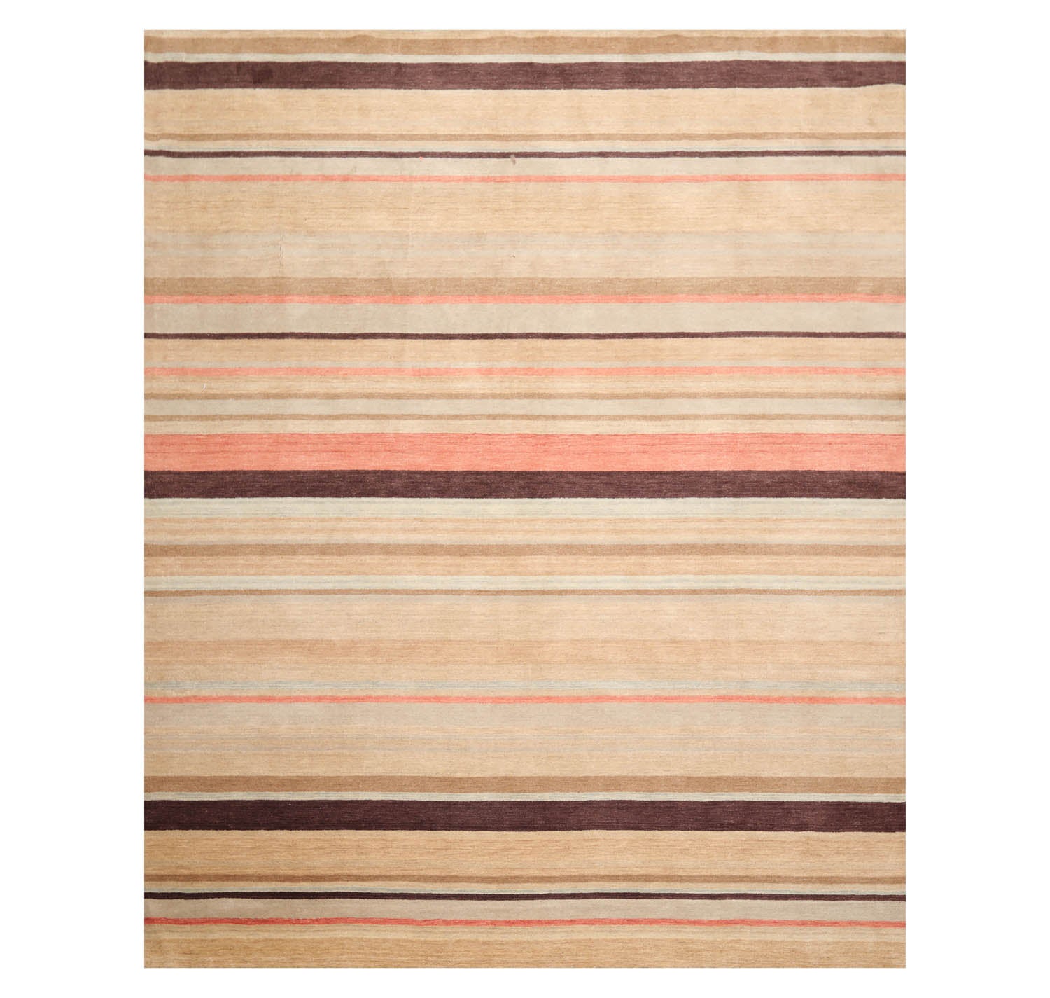8x10 Beige, Tan, Coral Color Hand Knotted  100% Wool Modern Oriental Rug