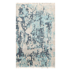 3x5 Beige, Gray, Aqua Color Hand Knotted  100% Wool Modern Oriental Rug