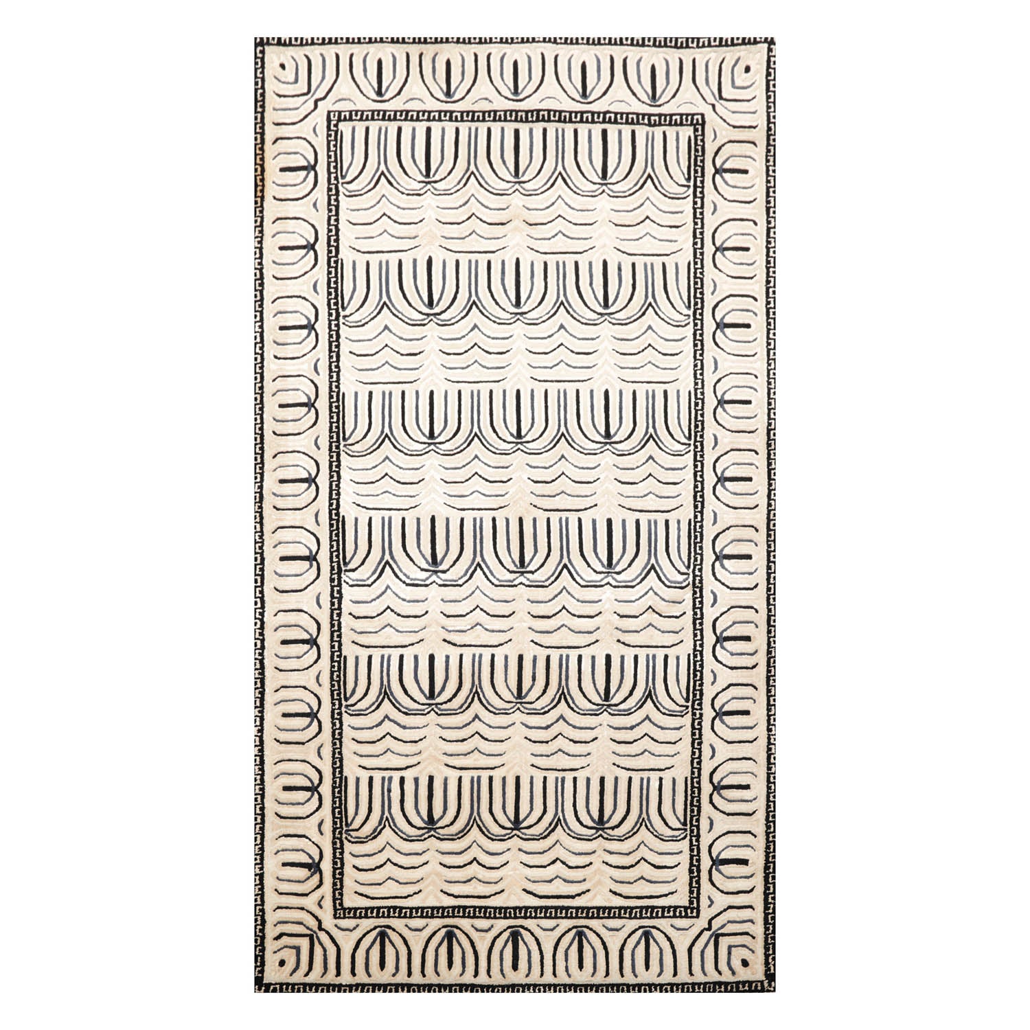 3x5 Cream, Gray, Black Color Hand Knotted  100% Wool Modern Oriental Rug