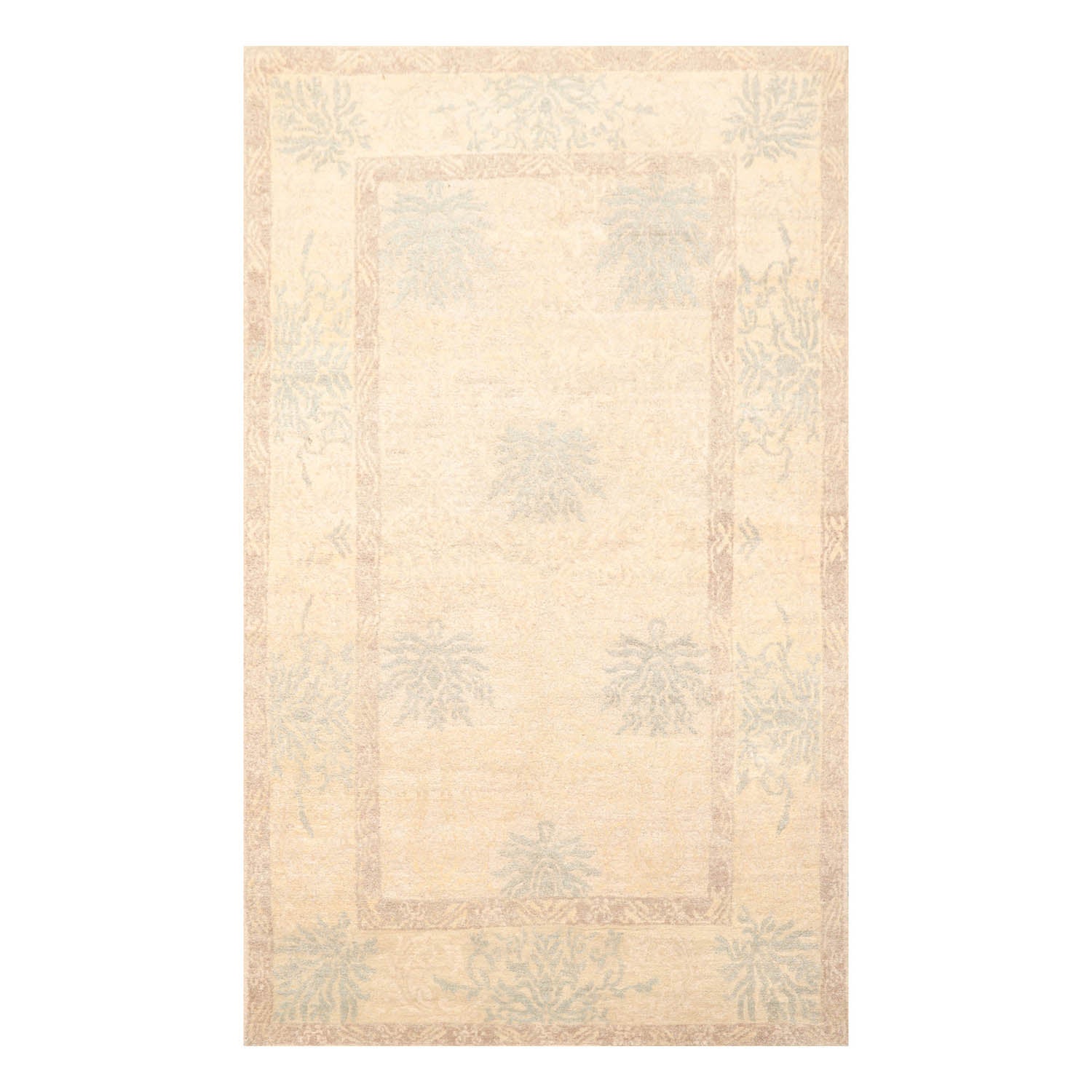 4x6 Beige, Taupe, Slate Color Hand Knotted  100% Wool Transitional Oriental Rug
