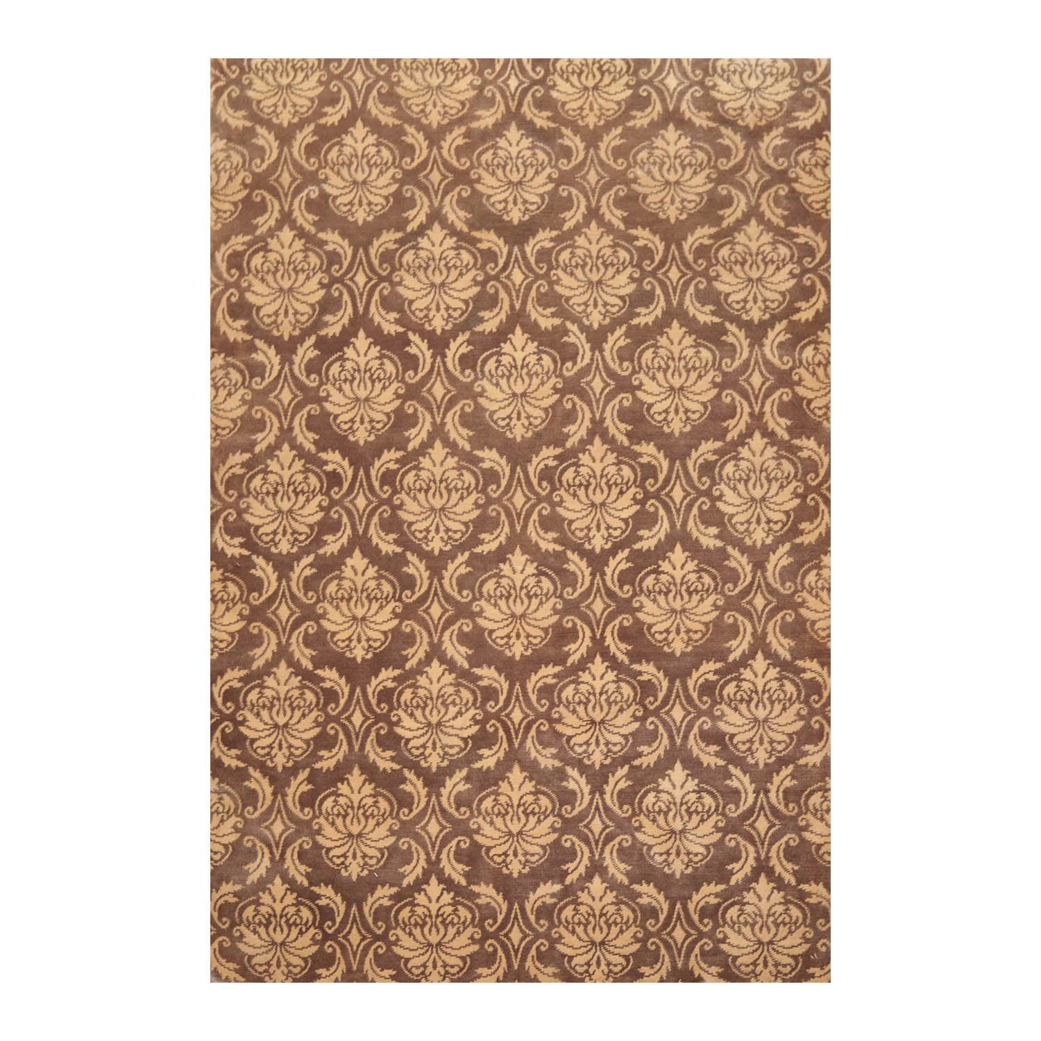 6x9 Brown, Caramel, Color Hand Knotted  100% Wool Transitional Oriental Rug