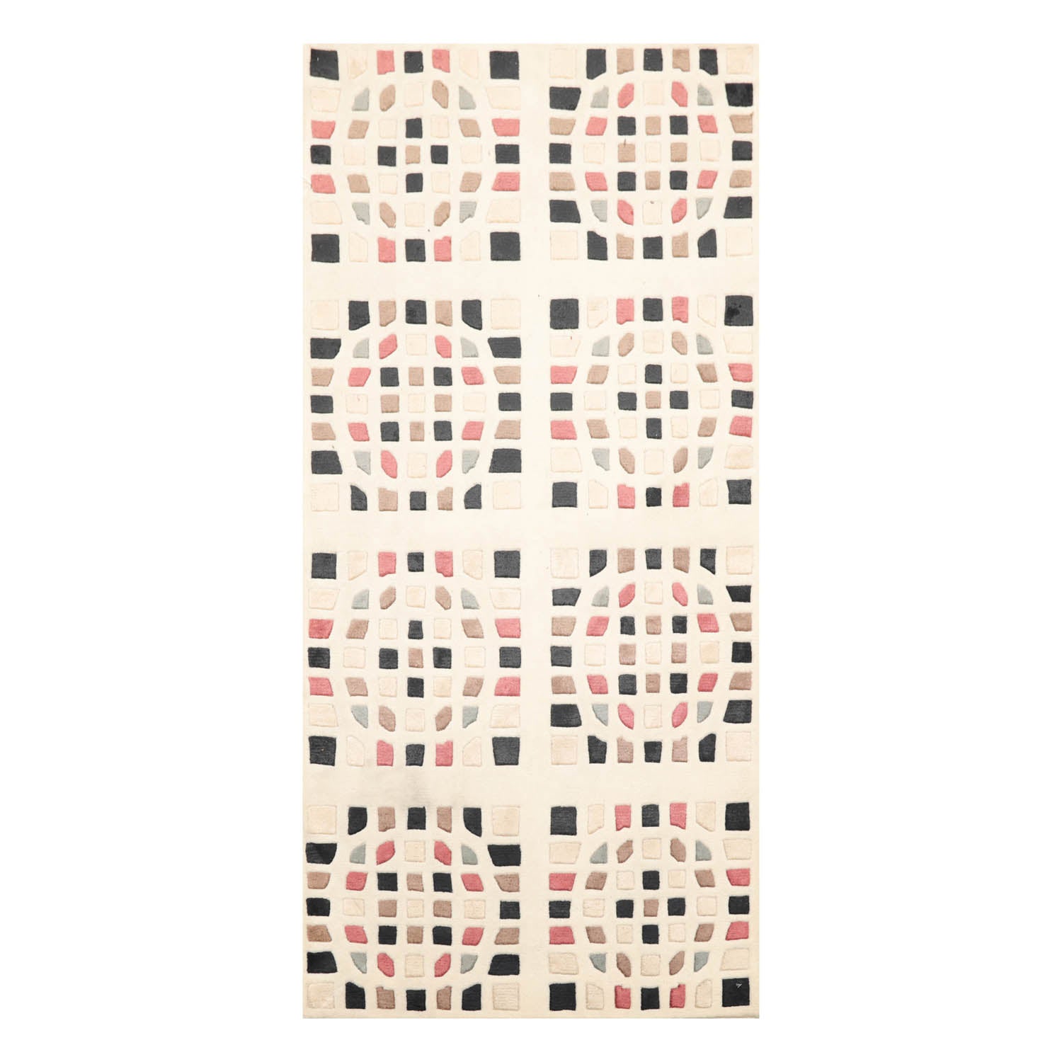 3x5 Cream, Brown, Black Color Hand Knotted  100% Wool Modern Oriental Rug