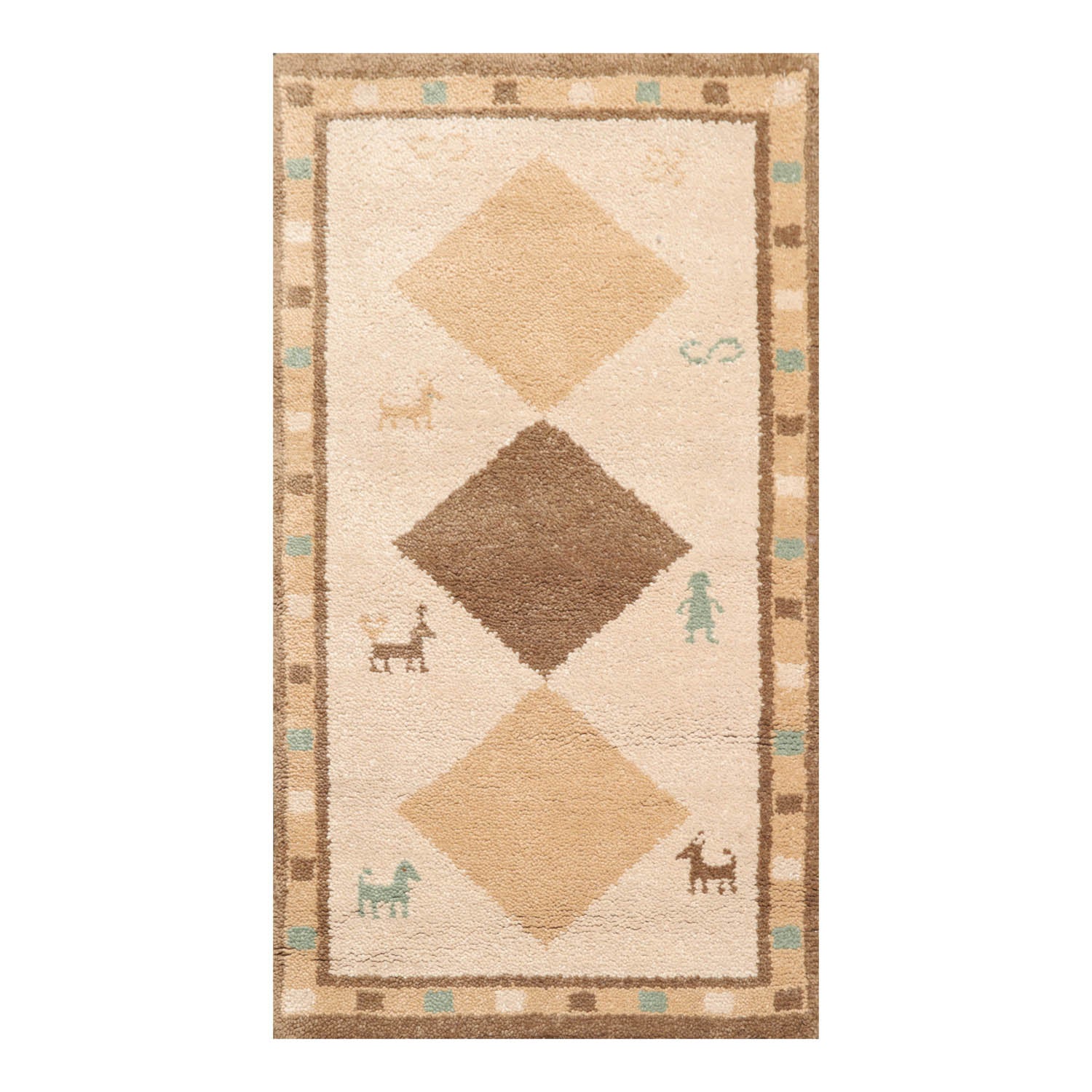 3x5 Beige, Brown, Caramel Color Hand Knotted Gabbeh 100% Wool Modern Oriental Rug