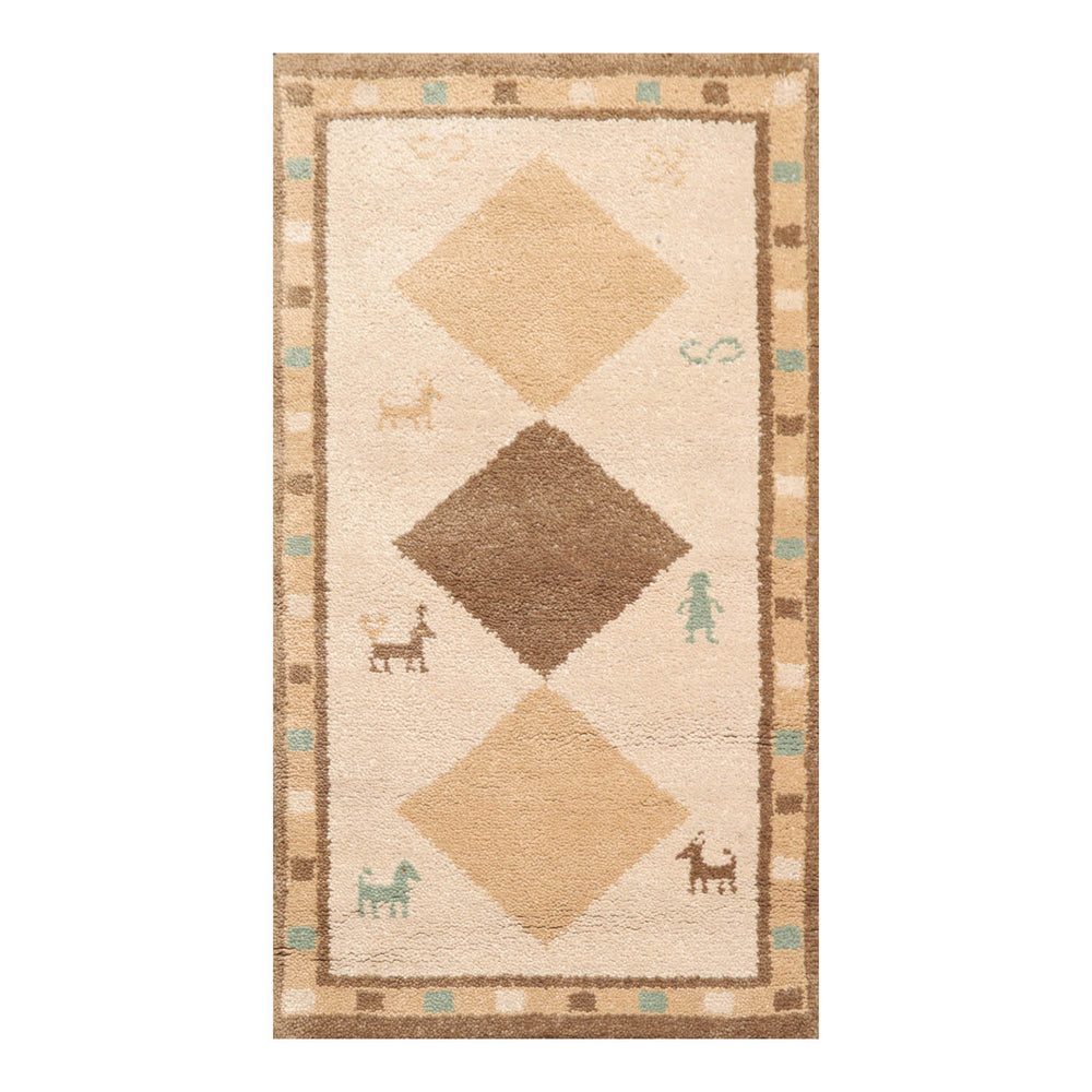 3x5 Beige, Brown, Caramel Color Hand Knotted Gabbeh 100% Wool Modern Oriental Rug