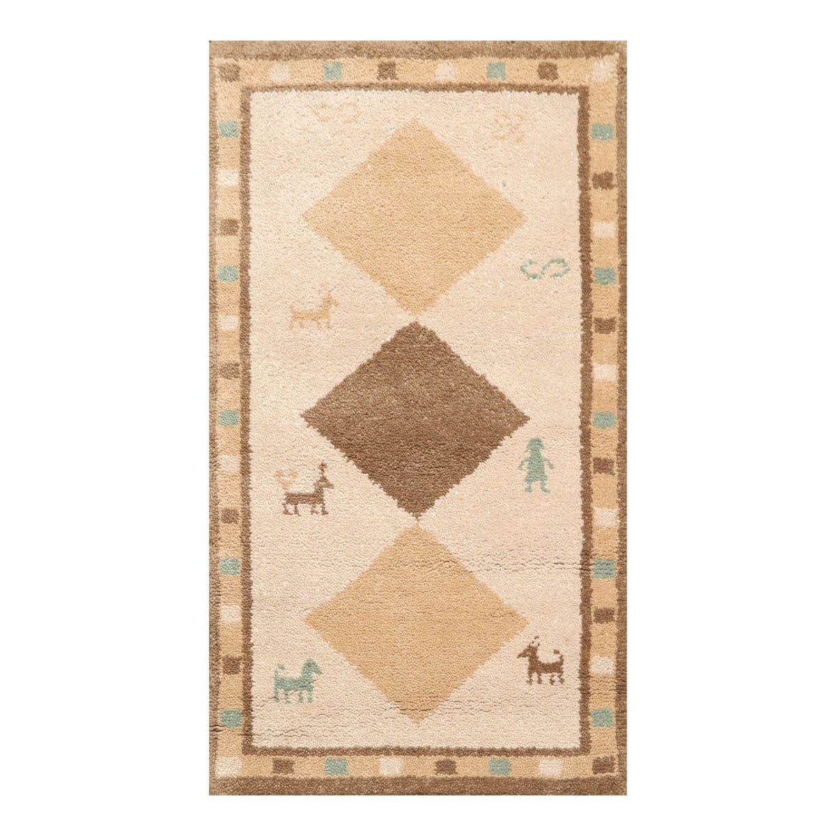 3x5 Beige, Brown, Caramel Color Hand Knotted Gabbeh 100% Wool Modern Oriental Rug