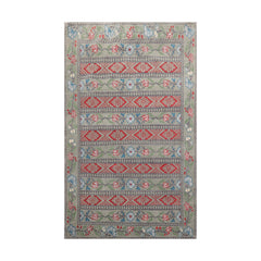 4x6 Celadon, Gray, Burnt Orange Color Hand Knotted  100% Wool Transitional Oriental Rug