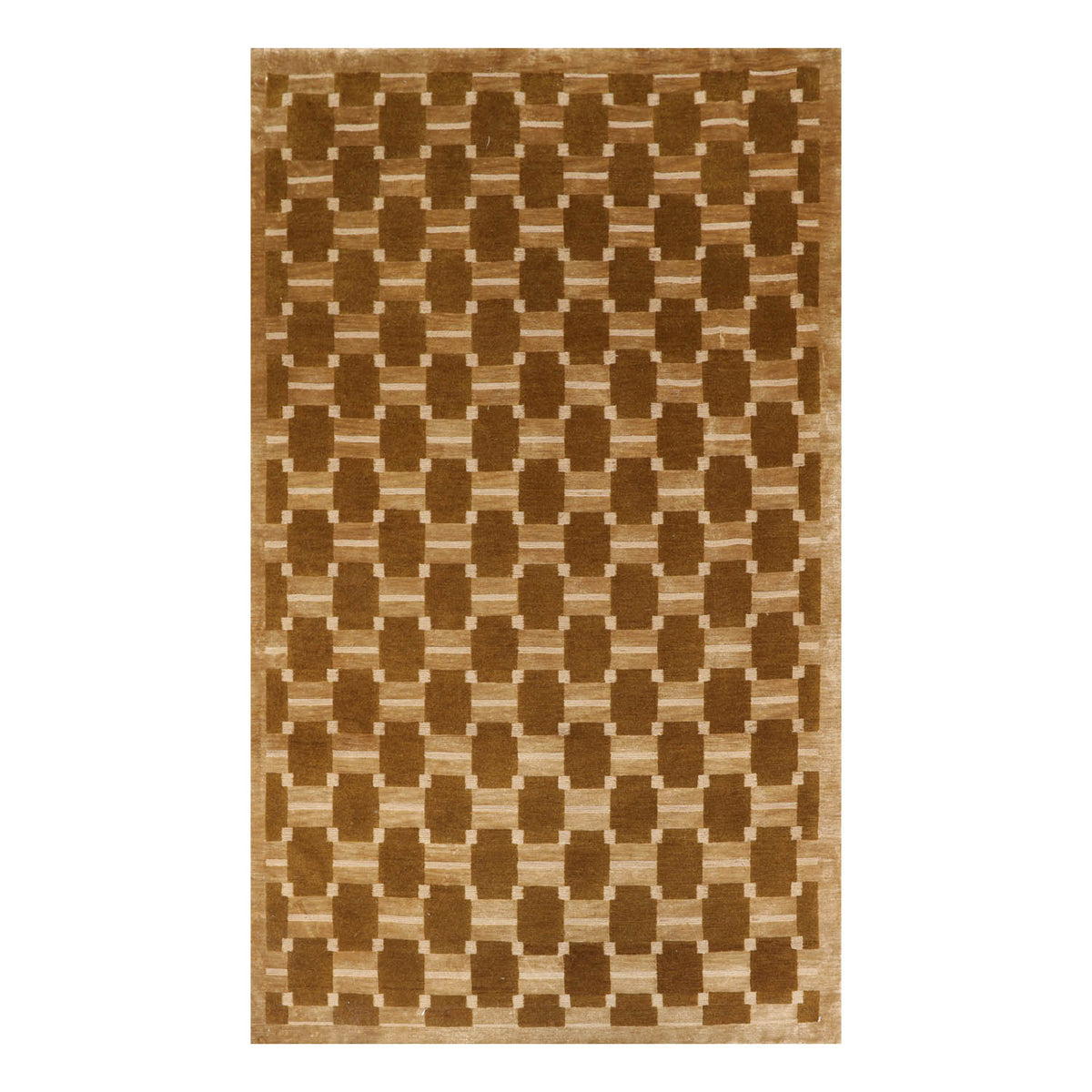 4x6 Brown, Olive, Color Hand Knotted  100% Wool Modern Oriental Rug