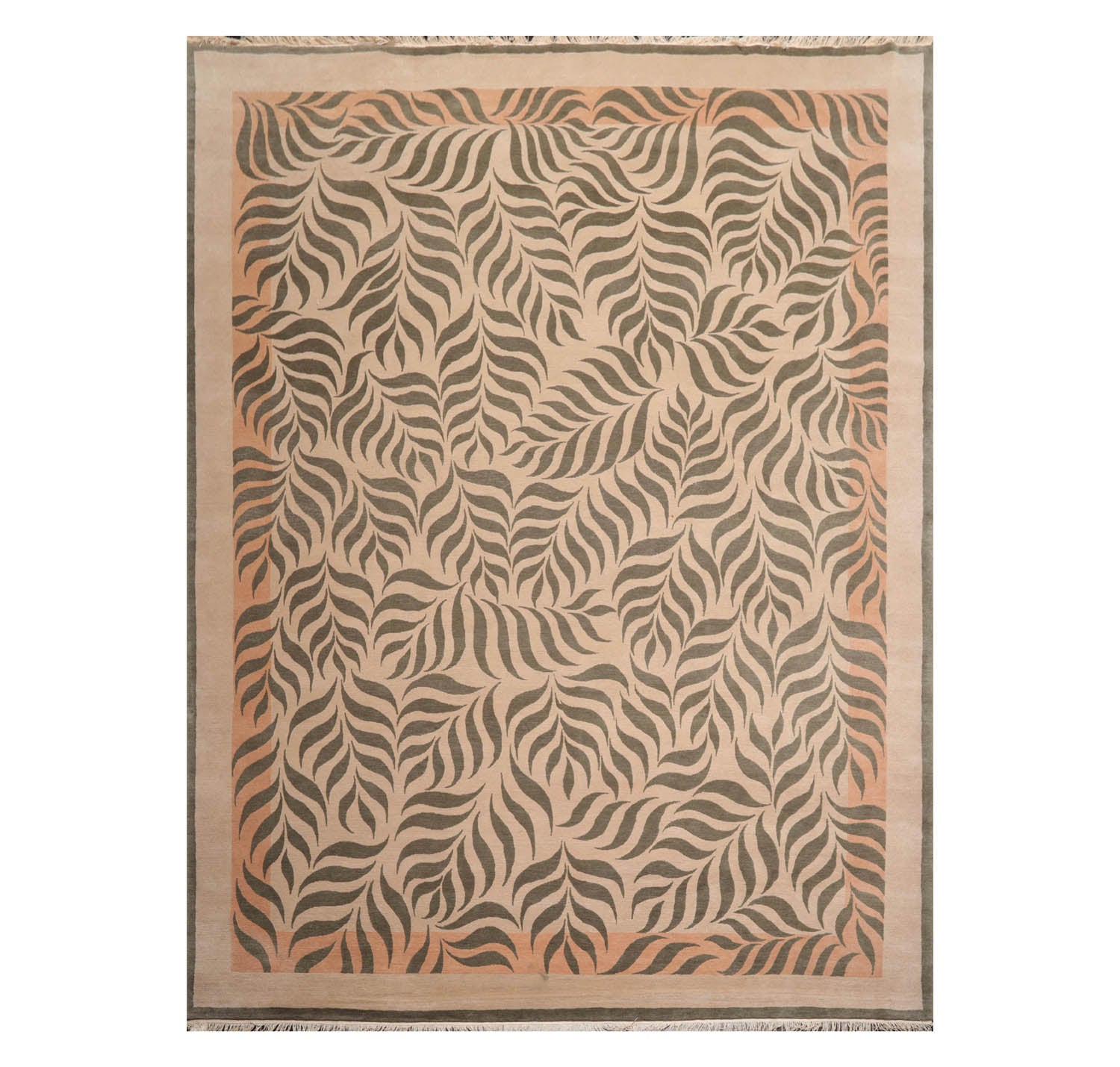 9x12 Beige, Gray, Muted Peach Color Hand Knotted  100% Wool Transitional Oriental Rug