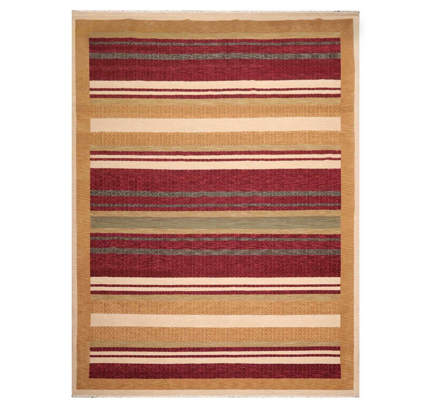 9x12 Burgundy, Tan, Sage Color Hand Knotted  100% Wool Modern Oriental Rug