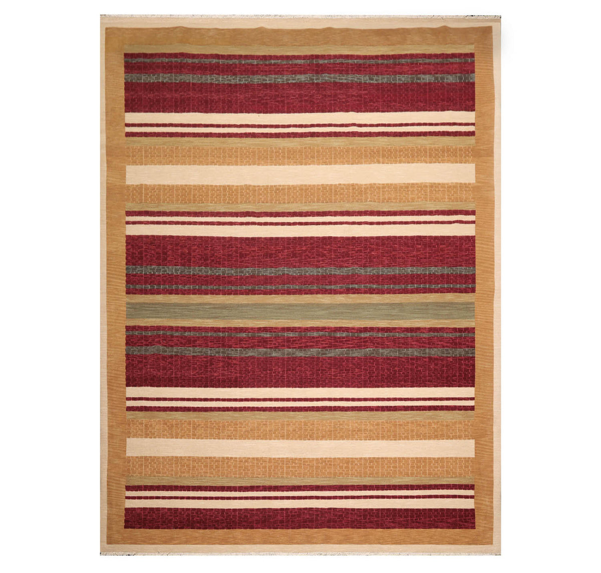 9x12 Burgundy, Tan, Sage Color Hand Knotted  100% Wool Modern Oriental Rug