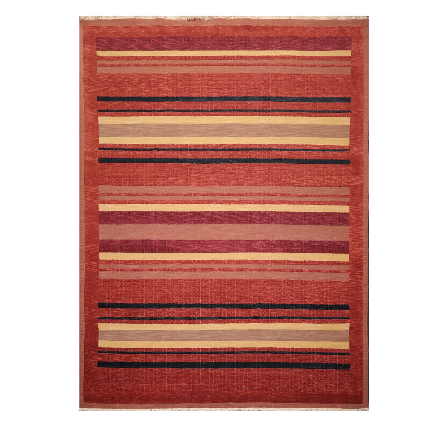 9x12 Rust, Brown, Navy Color Hand Knotted  100% Wool Modern Oriental Rug