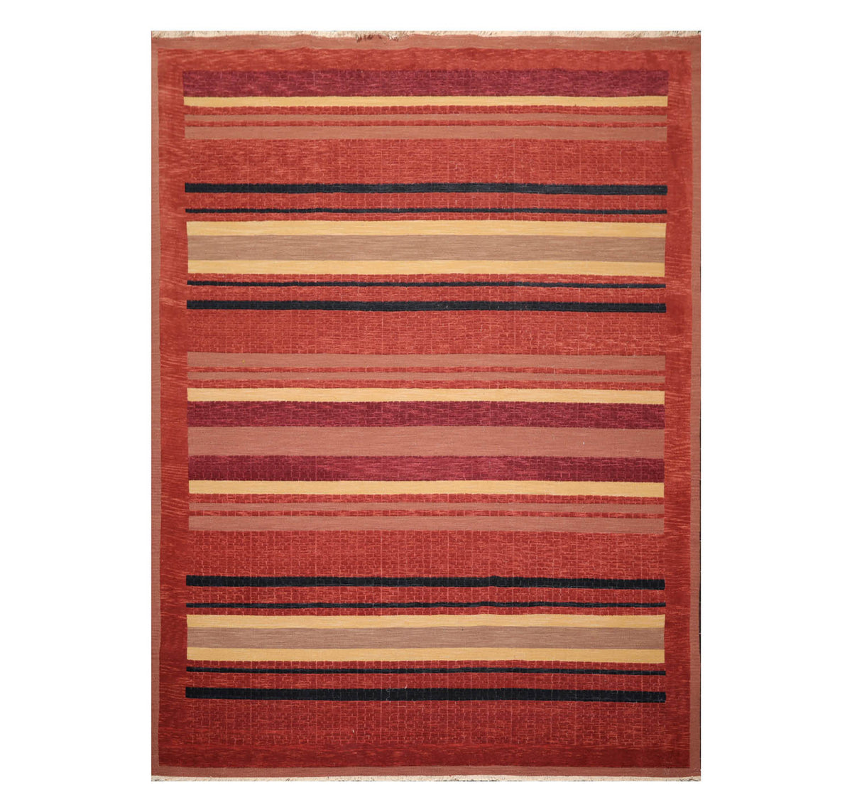 9x12 Rust, Brown, Navy Color Hand Knotted  100% Wool Modern Oriental Rug