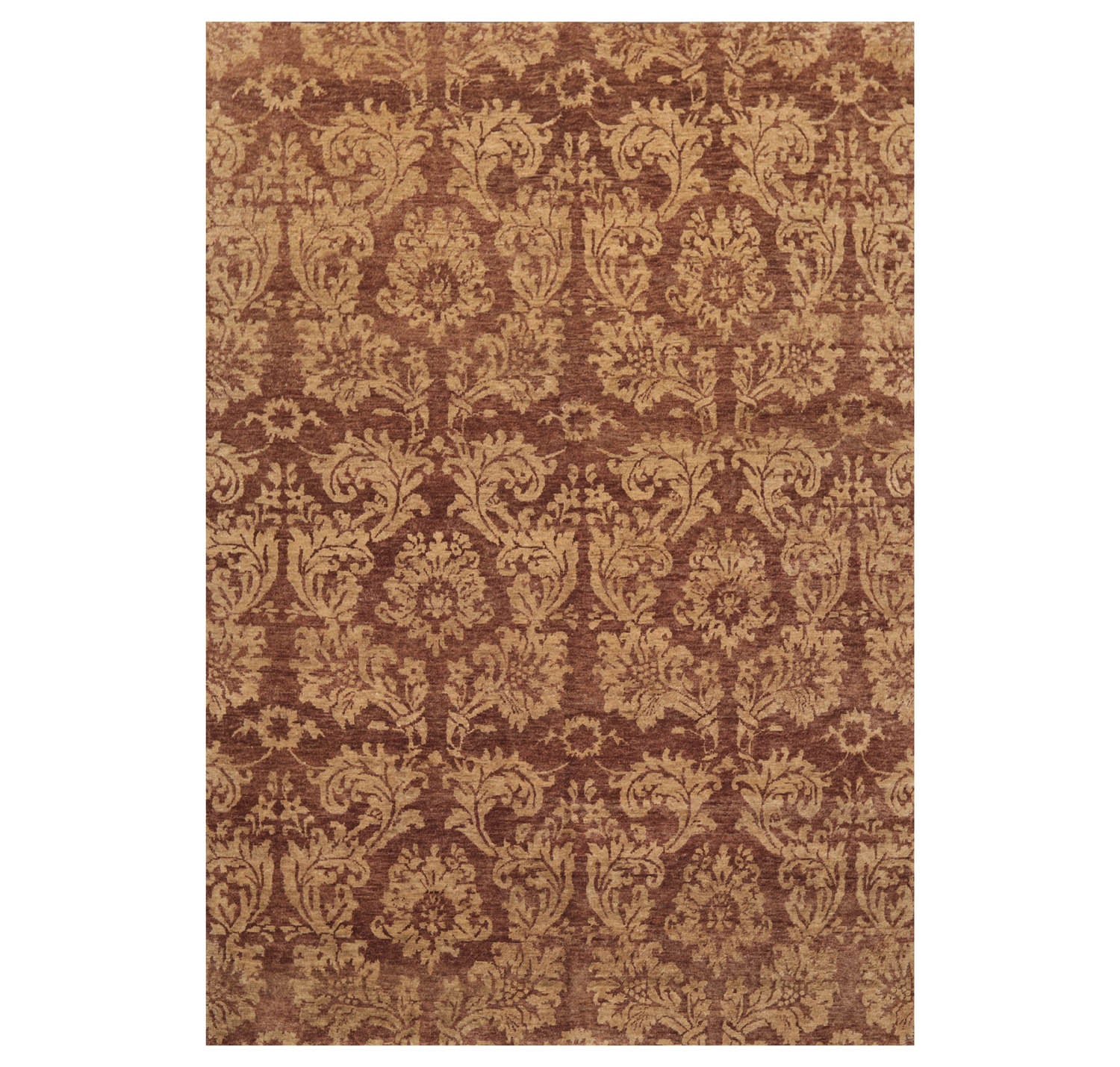 6x9 Brown, Beige, Tan Color Hand Knotted  100% Wool Transitional Oriental Rug