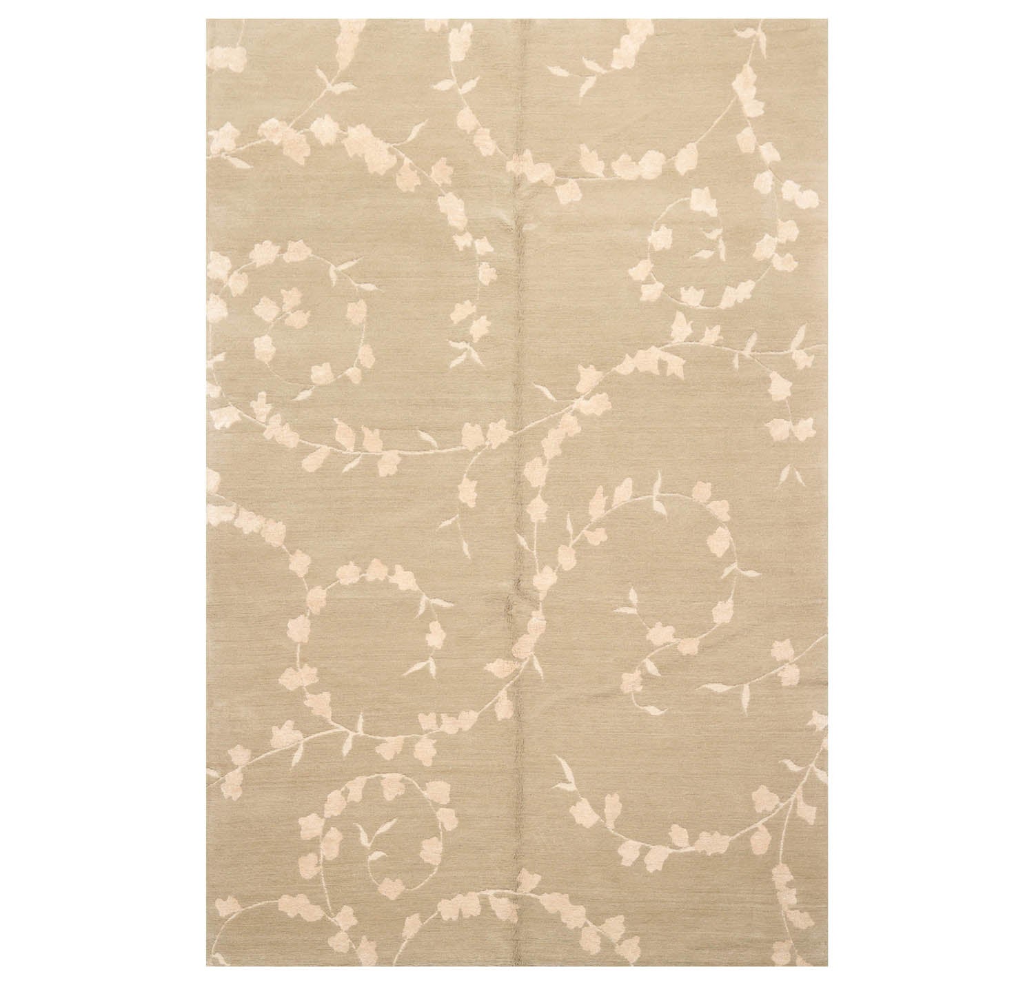 6x9 Gray, Beige, Color Hand Knotted  Wool & Silk Transitional Oriental Rug