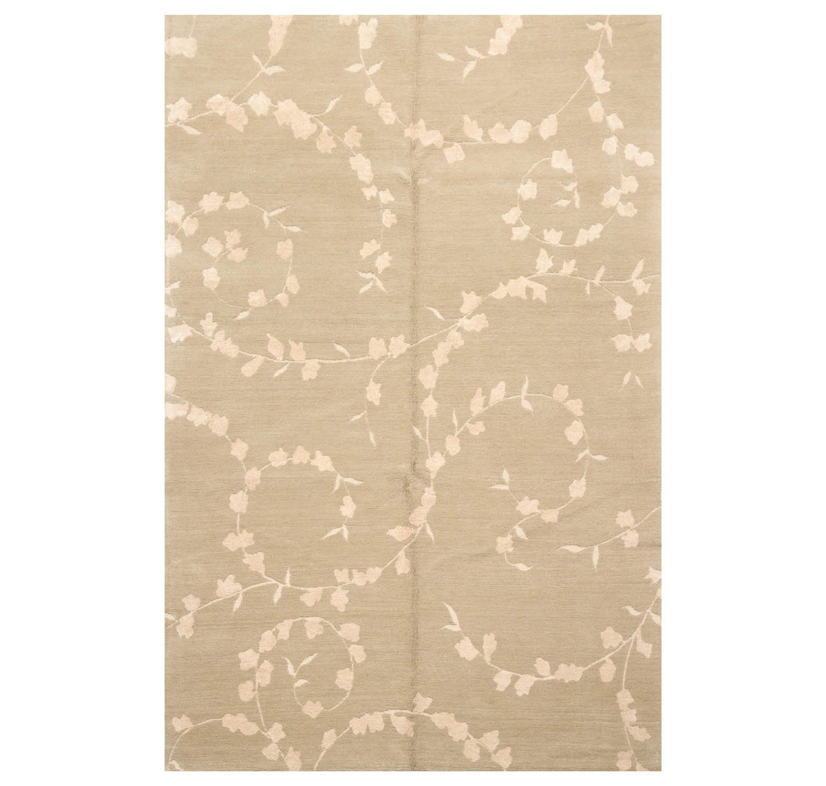 6x9 Gray, Beige, Color Hand Knotted  Wool & Silk Transitional Oriental Rug