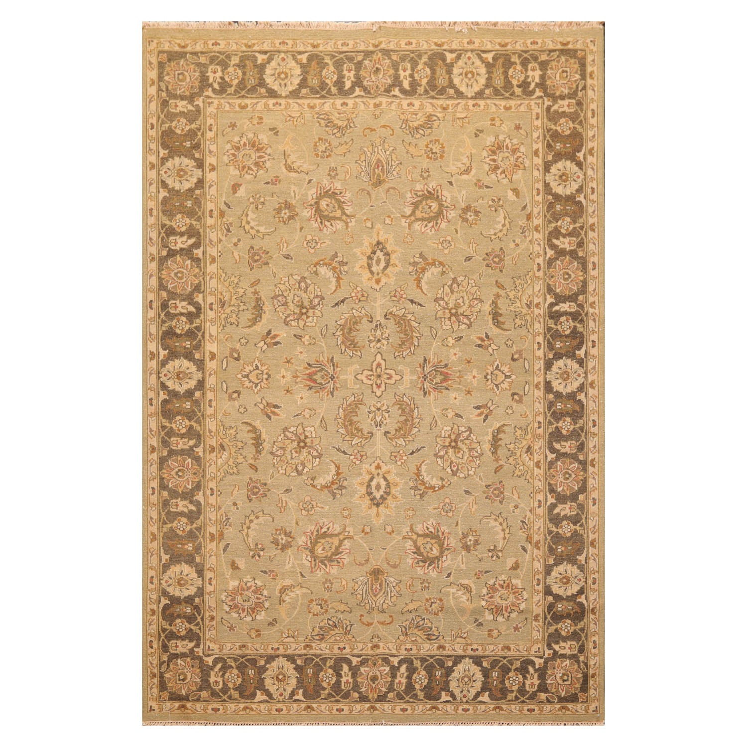 6x9 Champaign, Gray, Brown Color Hand Knotted  100% Wool Traditional Oriental Rug