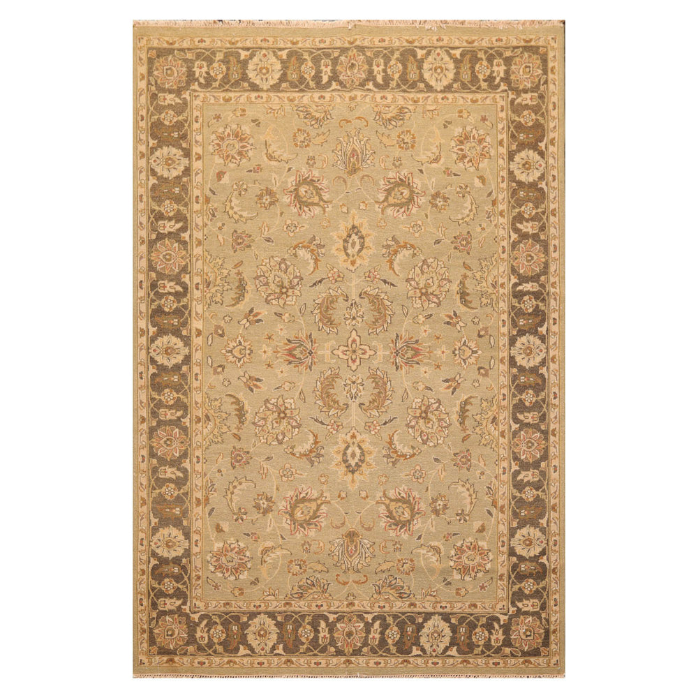 6x9 Champaign, Gray, Brown Color Hand Knotted  100% Wool Traditional Oriental Rug